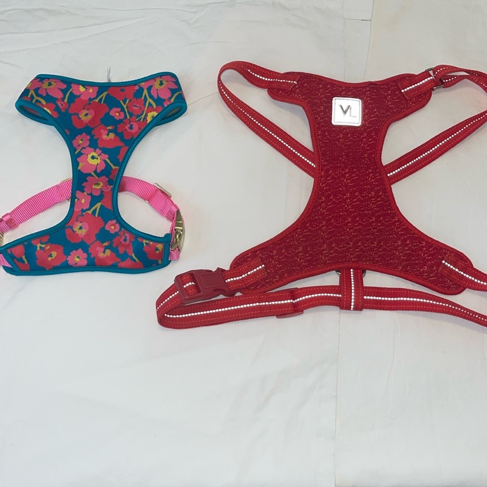 Pink floral, reversible dog harness /Vibrant life, dog harness